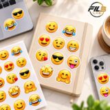 Emoji Sticker Seti 96 Adet – 4 A5 Yaprak Renkli Emoji Çıkartmaları, Laptop, Telefon, Defter ve Ajanda İçin | FILB LAB