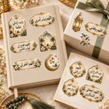 طقم ملصقات إسلامية للأدعية والأذكار – 5 صفحات A5 بتصاميم عربية أنيقة