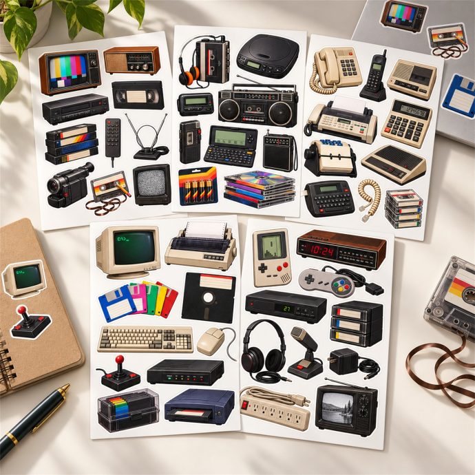 Vintage Electronics – طقم ملصقات إلكترونيات قديمة 5 A5