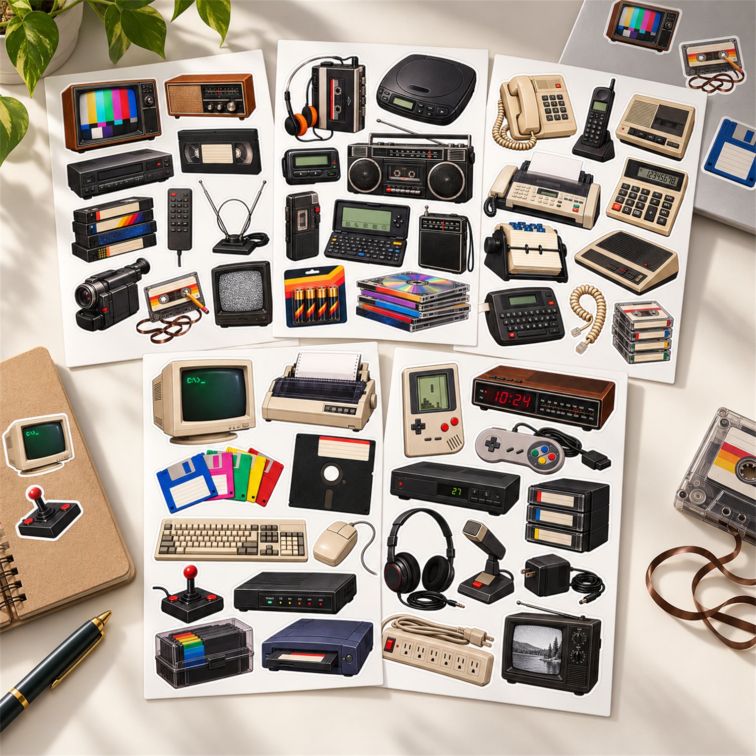 Vintage Electronics – طقم ملصقات إلكترونيات قديمة 5 A5